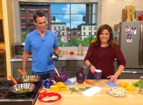 Jorge Cruise cooking alongside Rachael Ray on The Rachael Ray Show