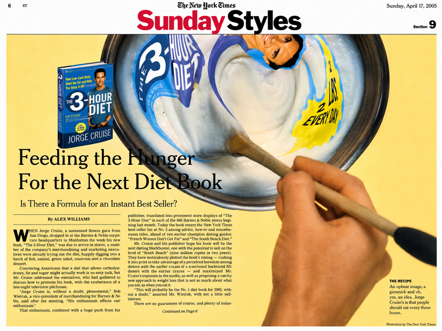 The New York Times Sunday Styles feature, Feeding the Hunger for the Next Diet Book, on Jorge Cruise and The 3-Hour Diet